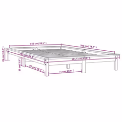 vidaXL Solid Wood Pine Bed Frame Wooden Bedstead Bed Base Multi Colours/Sizes - grey, 150 x 200 cm - Additional view 4