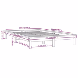 vidaXL Solid Wood Pine Bed Frame Wooden Bedstead Bed Base Multi Colours/Sizes - white, 180 x 200 cm - Additional view 9