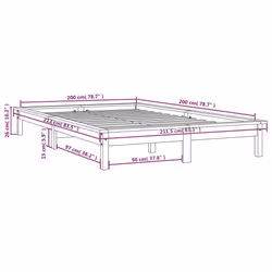 vidaXL Solid Wood Pine Bed Frame Wooden Bedstead Bed Base Multi Colours/Sizes - grey, 200 x 200 cm - Additional view 9