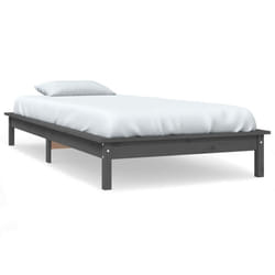 vidaXL Solid Wood Pine Bed Frame Wooden Bedstead Bed Base Multi Colours/Sizes - grey, 75 x 190 cm