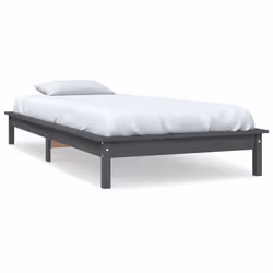 vidaXL Solid Wood Pine Bed Frame Wooden Bedstead Bed Base Multi Colours/Sizes - grey, 90 x 190 cm - Additional view 2