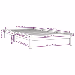 vidaXL Solid Wood Pine Bed Frame Wooden Bedstead Bed Base Multi Colours/Sizes - grey, 90 x 190 cm - Additional view 4