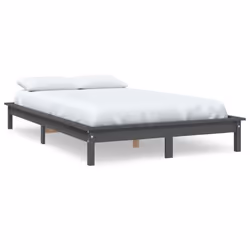 vidaXL Solid Wood Pine Bed Frame Wooden Bedstead Bed Base Multi Colours/Sizes - grey, 120 x 190 cm