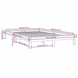 vidaXL Solid Wood Pine Bed Frame Wooden Bedstead Bed Base Multi Colours/Sizes - grey, 120 x 190 cm - Additional view 9
