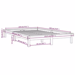 vidaXL Solid Wood Pine Bed Frame Wooden Bedstead Bed Base Multi Colours/Sizes - white, 140 x 190 cm - Additional view 4