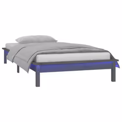vidaXL Solid Wood LED Bed Frame Home Bedstead Platform Bed Multi Colours/Sizes - grey, 90 x 200 cm