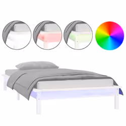 vidaXL Solid Wood LED Bed Frame Home Bedstead Platform Bed Multi Colours/Sizes - white, 100 x 200 cm