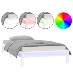 vidaXL Solid Wood LED Bed Frame Home Bedstead Platform Bed Multi Colours/Sizes - white, 100 x 200 cm