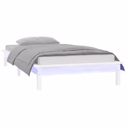 vidaXL Solid Wood LED Bed Frame Home Bedstead Platform Bed Multi Colours/Sizes - white, 100 x 200 cm - Additional view 4