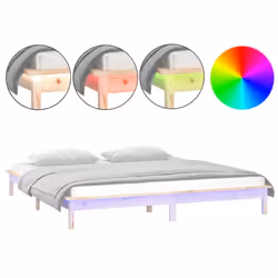 vidaXL Solid Wood LED Bed Frame Home Bedstead Platform Bed Multi Colours/Sizes - brown, 140 x 200 cm - Additional view 4