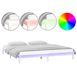vidaXL Solid Wood LED Bed Frame Home Bedstead Platform Bed Multi Colours/Sizes - white, 200 x 200 cm