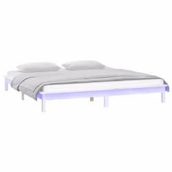vidaXL Solid Wood LED Bed Frame Home Bedstead Platform Bed Multi Colours/Sizes - white, 200 x 200 cm