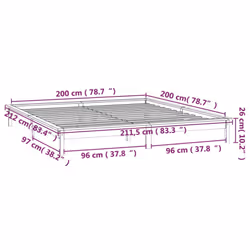 vidaXL Solid Wood LED Bed Frame Home Bedstead Platform Bed Multi Colours/Sizes - white, 200 x 200 cm