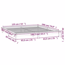 vidaXL Solid Wood LED Bed Frame Home Bedstead Platform Bed Multi Colours/Sizes - white, 135 x 190 cm - Additional view 5