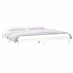 vidaXL Solid Wood LED Bed Frame Home Bedstead Platform Bed Multi Colours/Sizes - white, 135 x 190 cm - Additional view 6
