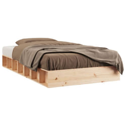 vidaXL Bed Frame Home Wooden Bedstead Bed Base Mattress Foundation Solid Wood - brown, 120 x 190 cm