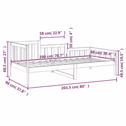 vidaXL Solid Wood Pine Day Bed Sleepover Guest Sofa Bed Multi Colours/Sizes - Brown, 90x200 cm