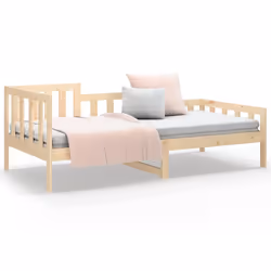 vidaXL Solid Wood Pine Day Bed Sleepover Guest Sofa Bed Multi Colours/Sizes - Brown, 90x200 cm - Additional view 4