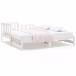 vidaXL Solid Wood Pine Pull-out Day Bed Wooden Sofa Bed Multi Colours/Sizes - white, 80 x 200 cm