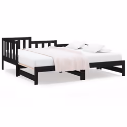 VidaXL 820745, Sofa bed, Black, Pinewood, 2035 mm, 960 mm, 685 mm
