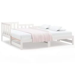 vidaXL Solid Wood Pine Pull-out Day Bed Wooden Sofa Bed Multi Colours/Sizes - white, 90 x 190 cm