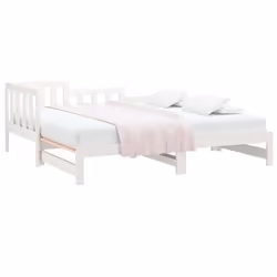 vidaXL Solid Wood Pine Pull-out Day Bed Wooden Sofa Bed Multi Colours/Sizes - white, 90 x 190 cm