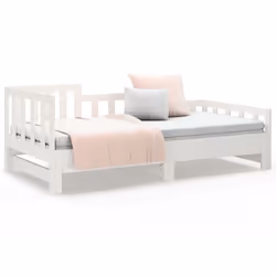 vidaXL Solid Wood Pine Pull-out Day Bed Wooden Sofa Bed Multi Colours/Sizes - white, 90 x 190 cm - Additional view 4