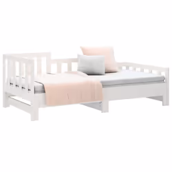 vidaXL Solid Wood Pine Pull-out Day Bed Wooden Sofa Bed Multi Colours/Sizes - white, 90 x 190 cm - Additional view 5