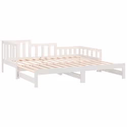 vidaXL Solid Wood Pine Pull-out Day Bed Wooden Sofa Bed Multi Colours/Sizes - white, 90 x 190 cm - Additional view 6