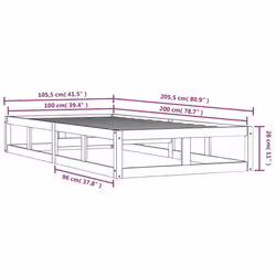 vidaXL Solid Wood Bed Frame Home Bedroom Bed Base Multi Colours Multi Sizes - brown, 100 x 200 cm - Additional view 3