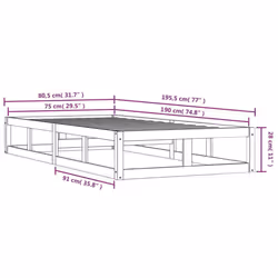 vidaXL Solid Wood Bed Frame Home Bedroom Bed Base Multi Colours Multi Sizes - brown, 75 x 190 cm