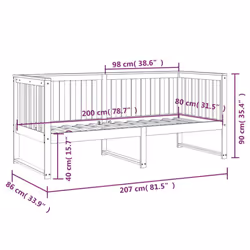 vidaXL Solid Wood Pine Day Bed Bedroom Furniture Multi Colours Multi Sizes - Brown, 80x200 cm - Additional view 4