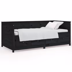 VidaXL 820905, Sofa bed, Black, Pinewood, 2075 mm, 970 mm, 800 mm