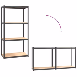 ) vidaXL Storage Shelf Garage Organiser Holder Rack Steel and Engineered Wood - Anthracite, 80 x 40 x 160 cm (L x W x H - Additional view 7