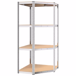 ) vidaXL Storage Shelf Garage Organiser Holder Rack Steel and Engineered Wood - Silver, 75 x 75 x 160 cm (L x W x H