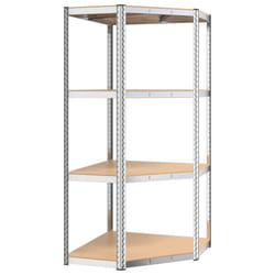 ) vidaXL Storage Shelf Garage Organiser Holder Rack Steel and Engineered Wood - Silver, 75 x 75 x 160 cm (L x W x H