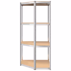 ) vidaXL Storage Shelf Garage Organiser Holder Rack Steel and Engineered Wood - Silver, 75 x 75 x 160 cm (L x W x H - Additional view 4