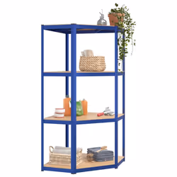 ) vidaXL Storage Shelf Garage Organiser Holder Rack Steel and Engineered Wood - Blue, 75 x 75 x 160 cm (L x W x H - Additional view 2