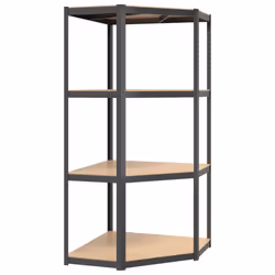 ) vidaXL Storage Shelf Garage Organiser Holder Rack Steel and Engineered Wood - Anthracite, 75 x 75 x 160 cm (L x W x H
