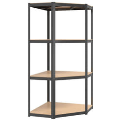 ) vidaXL Storage Shelf Garage Organiser Holder Rack Steel and Engineered Wood - Anthracite, 75 x 75 x 160 cm (L x W x H
