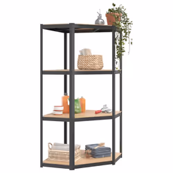 ) vidaXL Storage Shelf Garage Organiser Holder Rack Steel and Engineered Wood - Anthracite, 75 x 75 x 160 cm (L x W x H