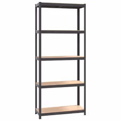 ) vidaXL Storage Shelf Garage Organiser Holder Rack Steel and Engineered Wood - Anthracite, 75 x 30 x 172 cm (L x W x H