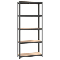 ) vidaXL Storage Shelf Garage Organiser Holder Rack Steel and Engineered Wood - Anthracite, 75 x 30 x 172 cm (L x W x H