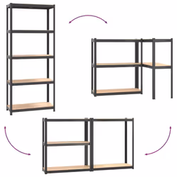 ) vidaXL Storage Shelf Garage Organiser Holder Rack Steel and Engineered Wood - Anthracite, 75 x 30 x 172 cm (L x W x H - Additional view 7