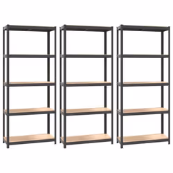 /3) vidaXL Storage Shelf Garage Organiser Holder Rack Steel and Engineered Wood - Anthracite, 75 x 30 x 172 cm (L x W x H