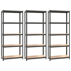 /3) vidaXL Storage Shelf Garage Organiser Holder Rack Steel and Engineered Wood - Anthracite, 75 x 30 x 172 cm (L x W x H