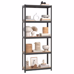 /3) vidaXL Storage Shelf Garage Organiser Holder Rack Steel and Engineered Wood - Anthracite, 75 x 30 x 172 cm (L x W x H