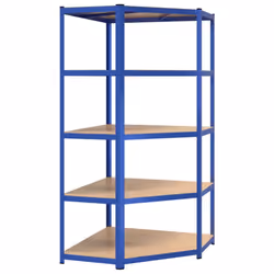 ) vidaXL Storage Shelf Garage Organiser Holder Rack Steel and Engineered Wood - Blue, 90 x 90 x 180 cm (L x W x H