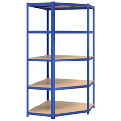 ) vidaXL Storage Shelf Garage Organiser Holder Rack Steel and Engineered Wood - Blue, 90 x 90 x 180 cm (L x W x H