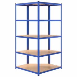 ) vidaXL Storage Shelf Garage Organiser Holder Rack Steel and Engineered Wood - Blue, 90 x 90 x 180 cm (L x W x H - Additional view 5